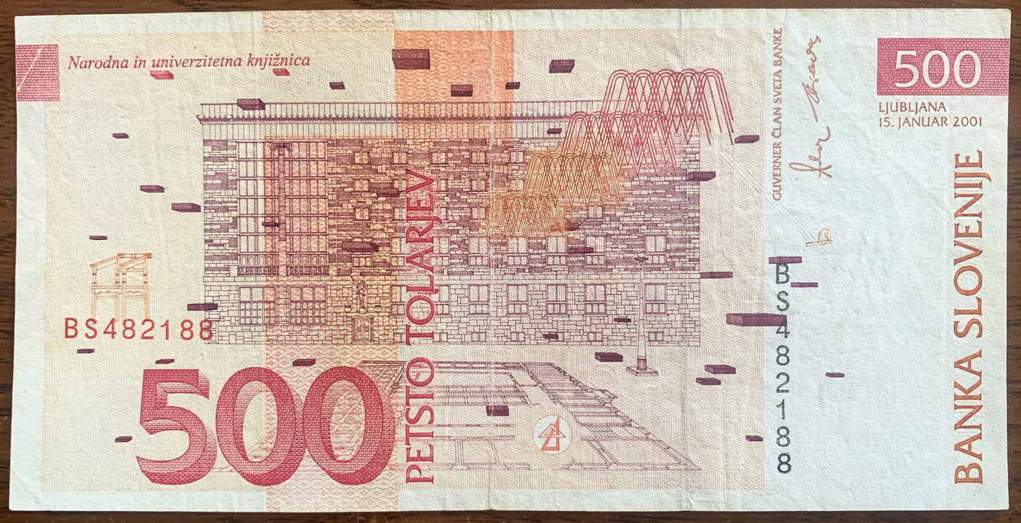 Slovenia 500 Tolarjev 2001 P-16b VF