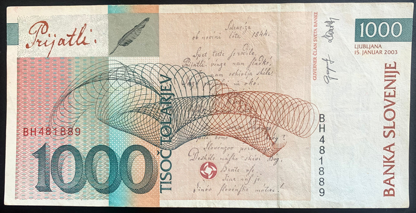 Slovenia 1000 Tolarjev 2003 P-32a VF