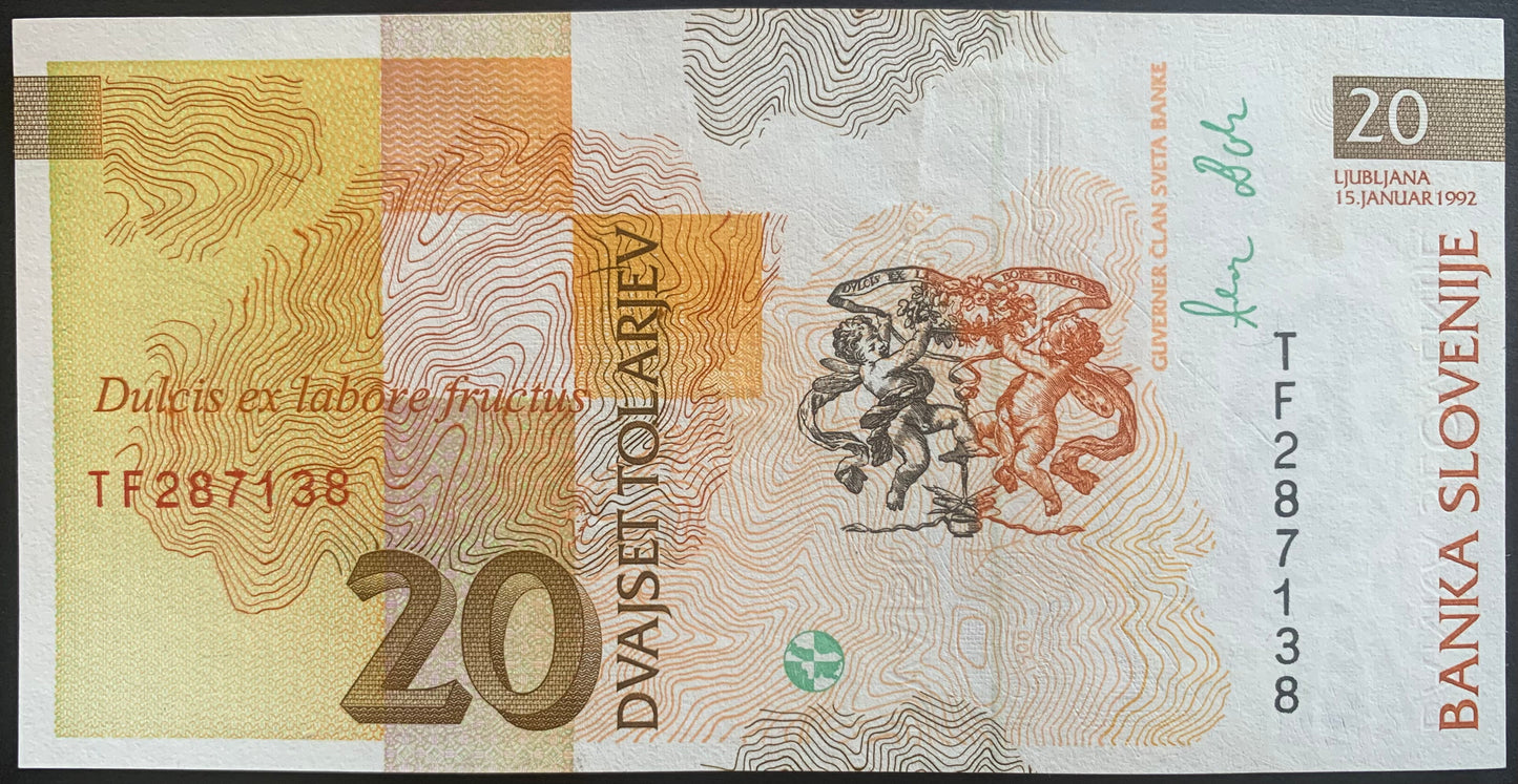 Slovenia 20 Tolarjev 1992 P-12a UNC