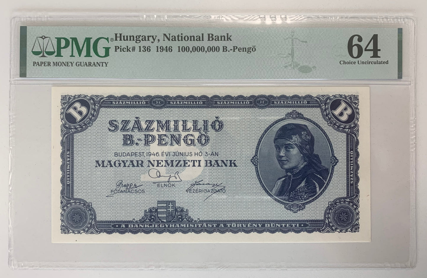 Hungary 100 Millió B-Pengő 1946 UNC PMG 64 P-136
