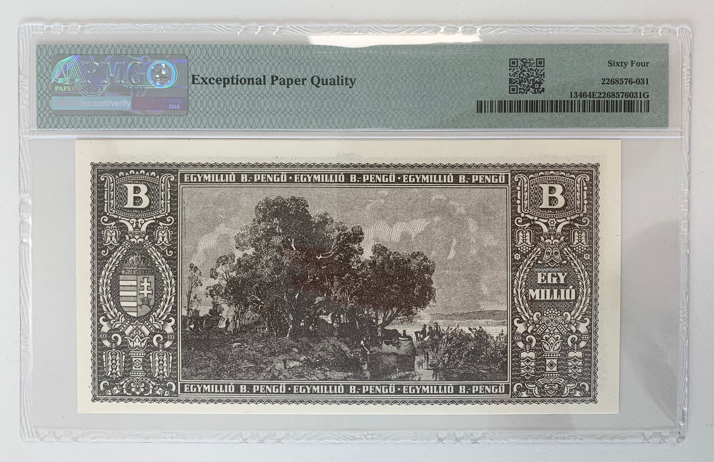 Hungary 1 Millió B-Pengő 1946 P#134 UNC PMG 64 EPQ