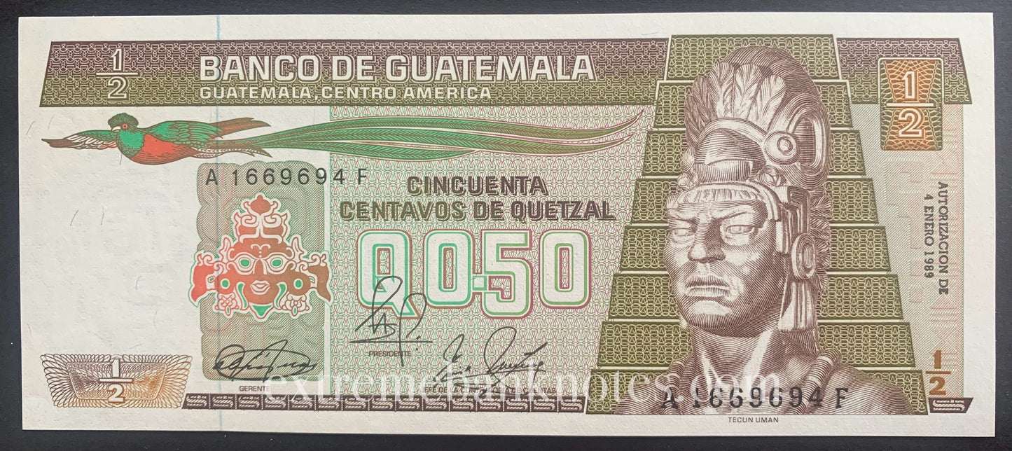 Guatemala 0.50 Quetzal 1989 P-65 UNC