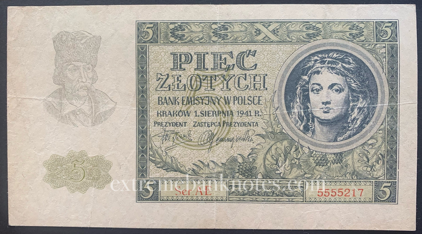 Poland 5 Zlotych 1941 P-101 VF