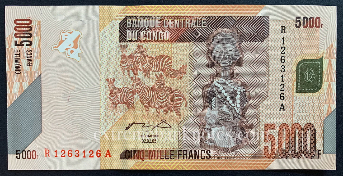 Congo 5000 Francs 2005 P-102a UNC