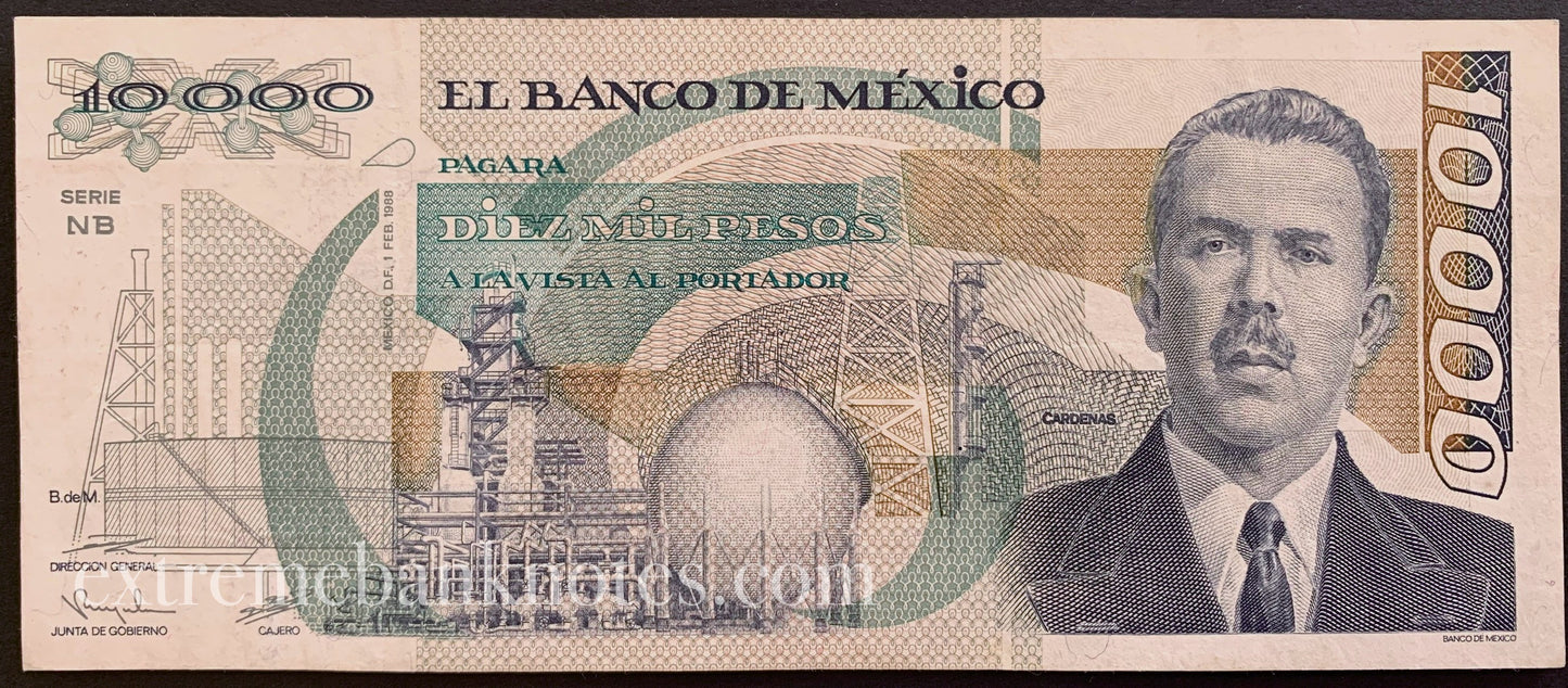Mexico 10 000 Pesos 1988 P90b VF