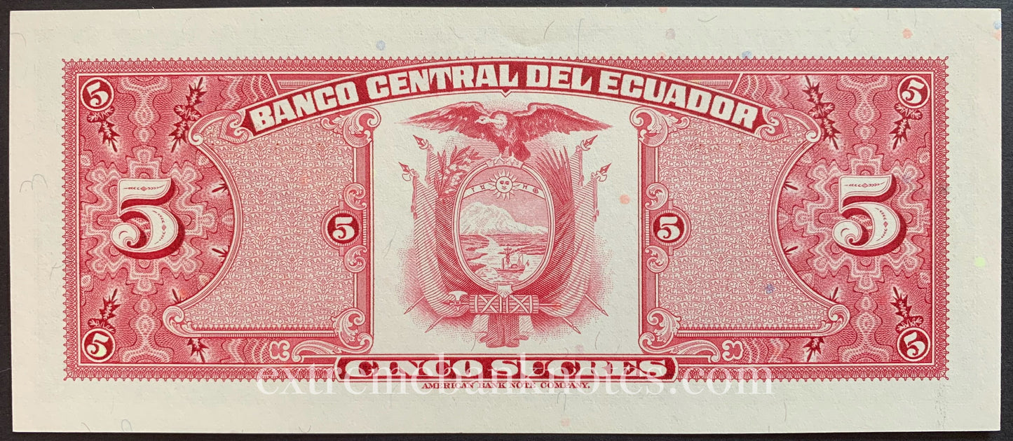 Ecuador 5 Sucres 1982 P-108b UNC