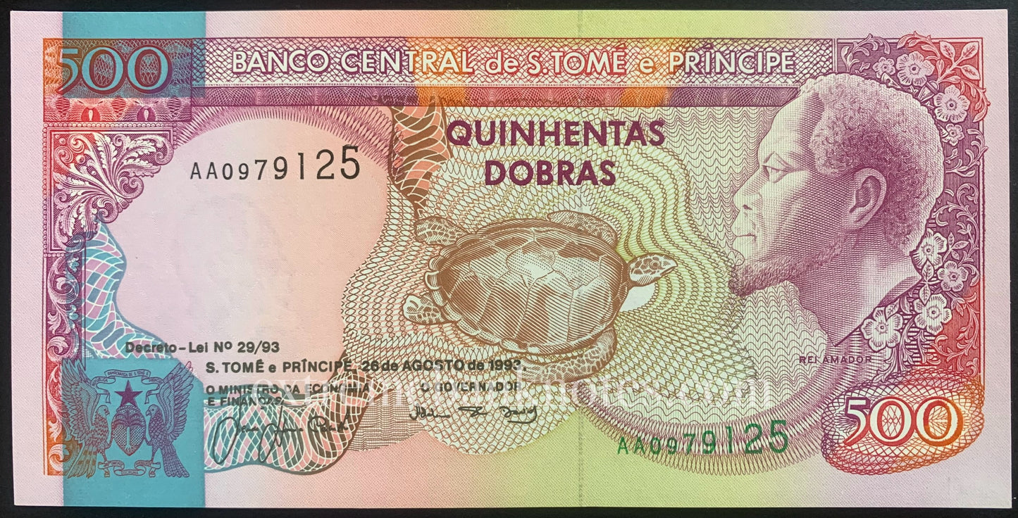 São Tomé e Príncipe 500 Dobras 1993 P-63 UNC prefix AA