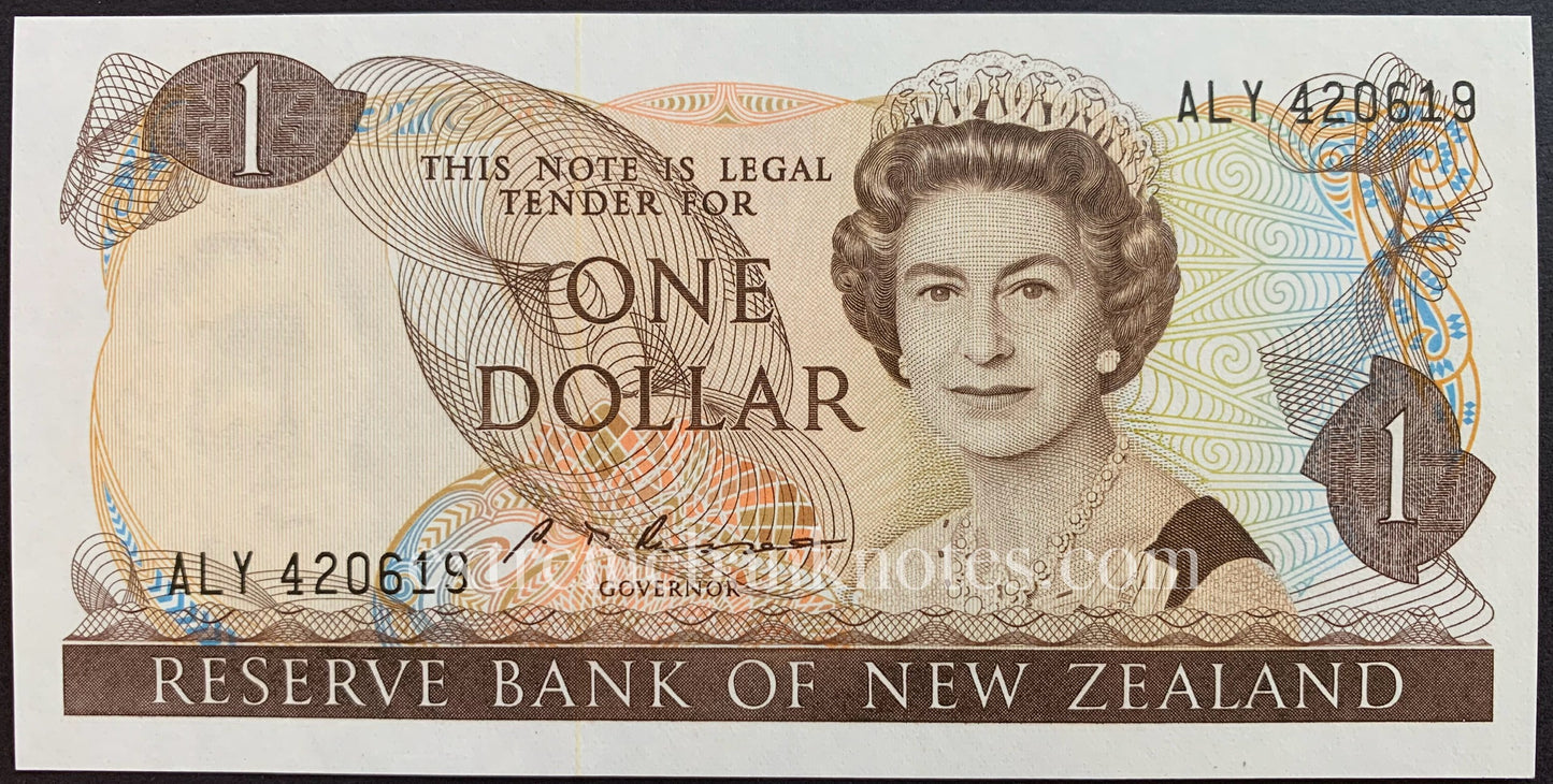 New Zealand 1 Dollar ND (1985-1989) P-169b UNC