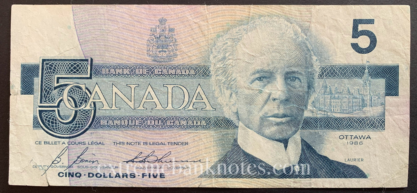 Canada 5 Dollars 1986 P-95c VG