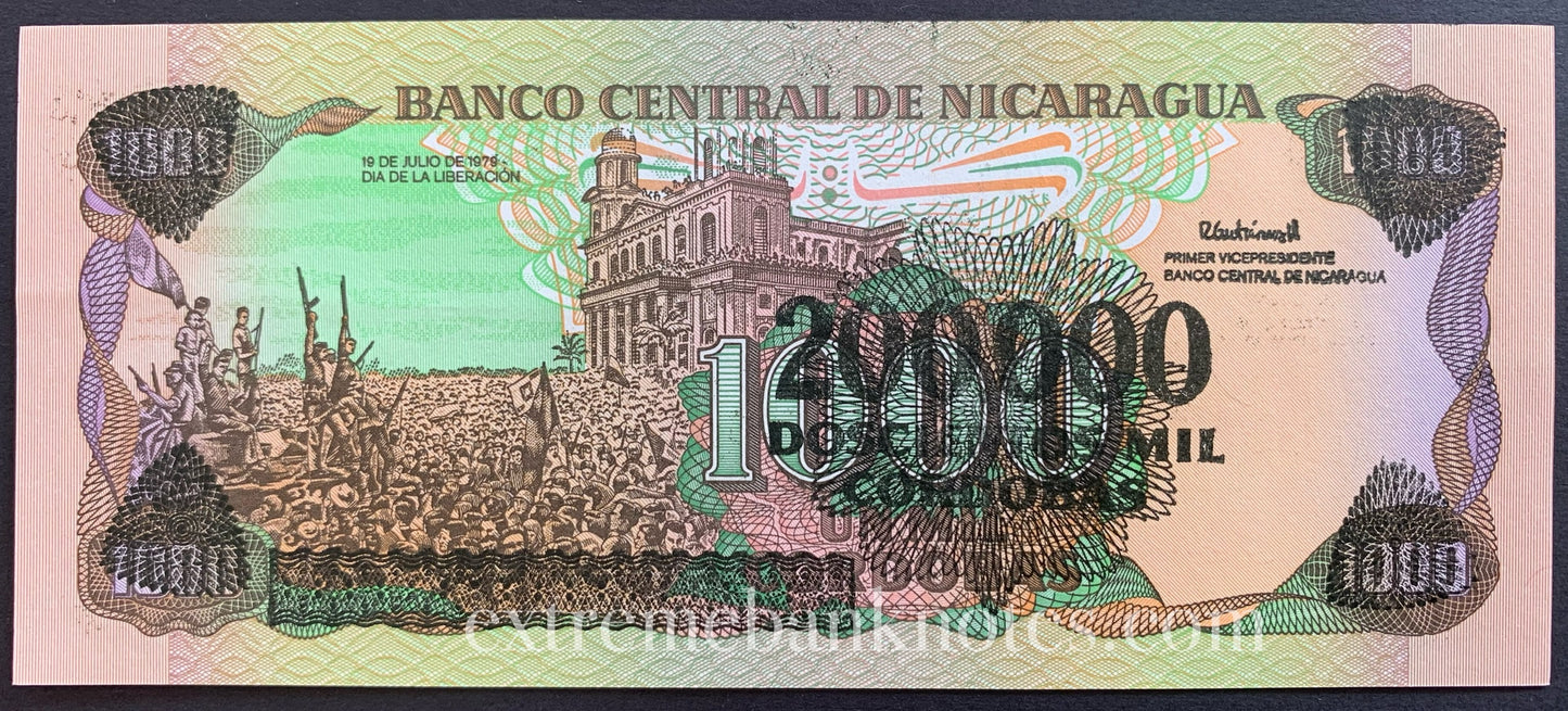 Nicaragua 200 000 Cordobas 1990 P-162 UNC overprint on 1000 Cordobas