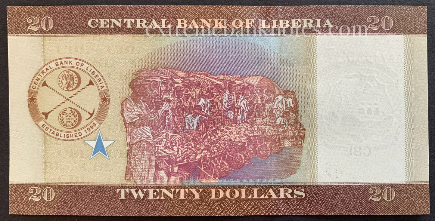 Liberia 20 Dollars 2016 P-33a UNC