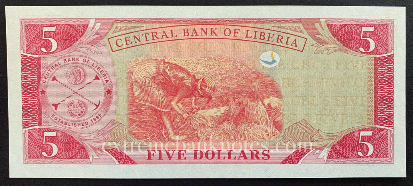 Liberia 5 Dollars 2003 P-26a UNC