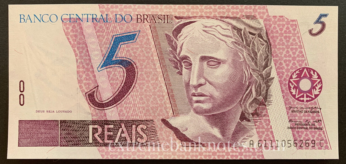 Brazil 5 Reais ND (1999) P-244Ad UNC
