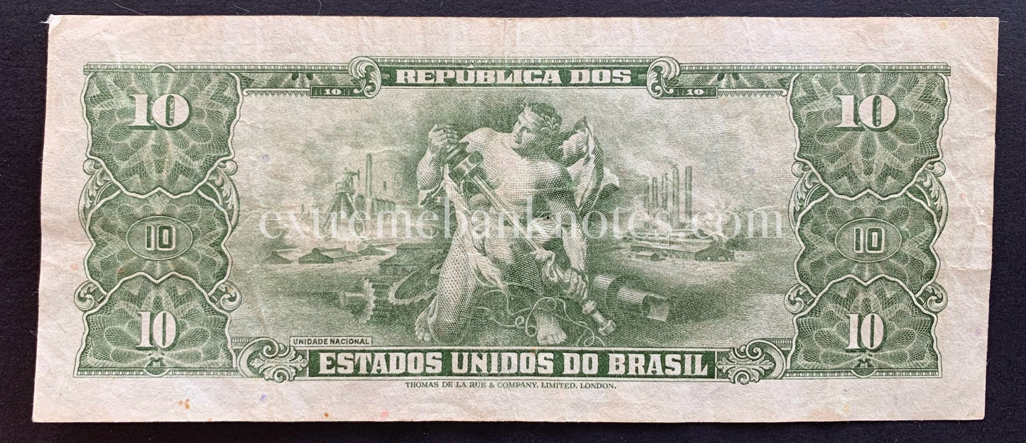 Brazil 10 Cruzeiros ND (1960) P-159f VF
