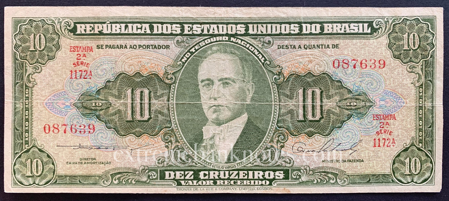 Brazil 10 Cruzeiros ND (1954) P-159b VF