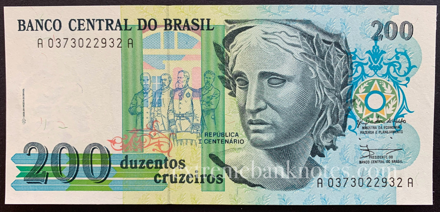 Brazil 200 Cruzeiros ND (1990) P-229 UNC