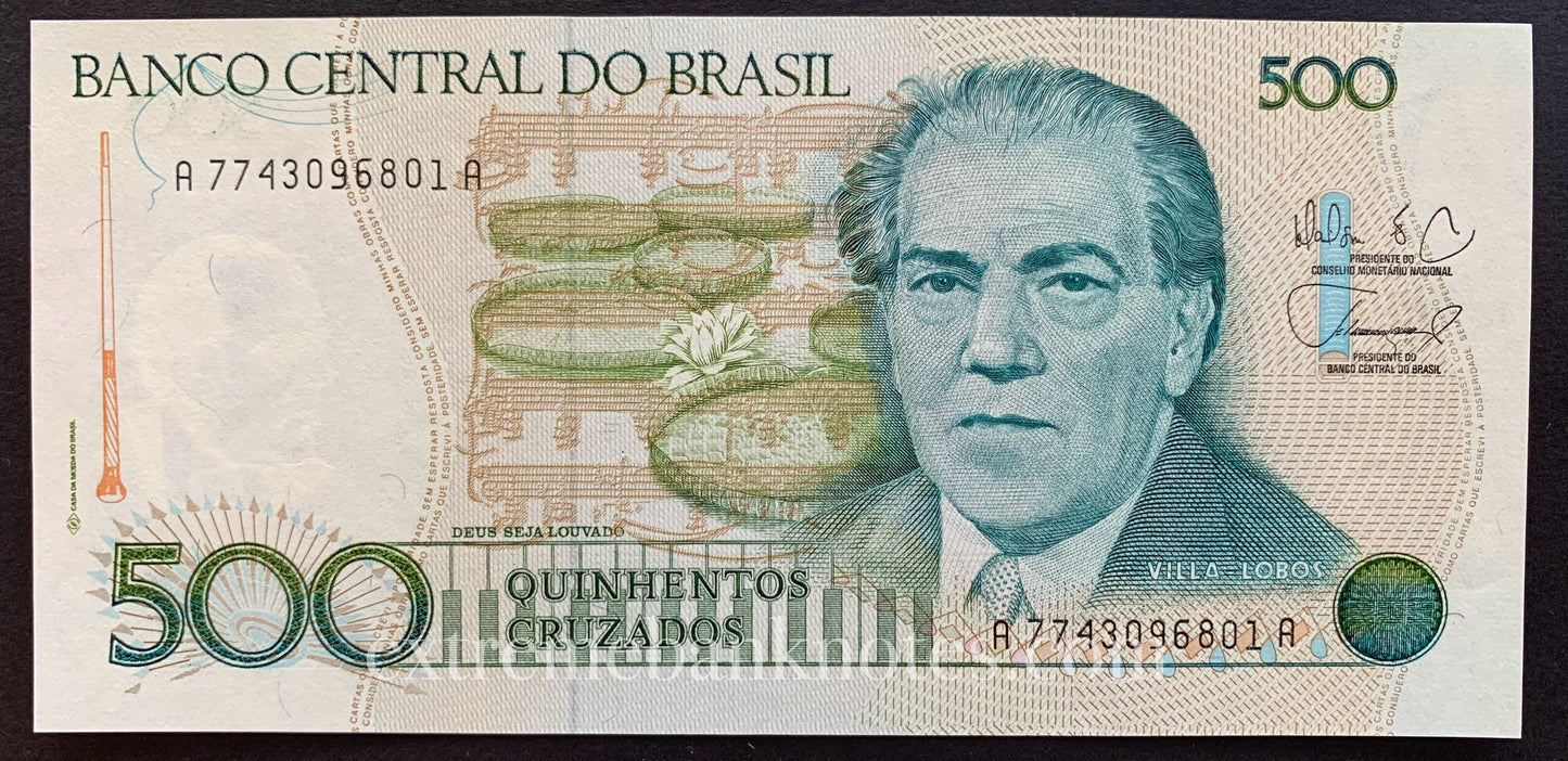 Brazil 500 Cruzados ND (1988) P-212d UNC