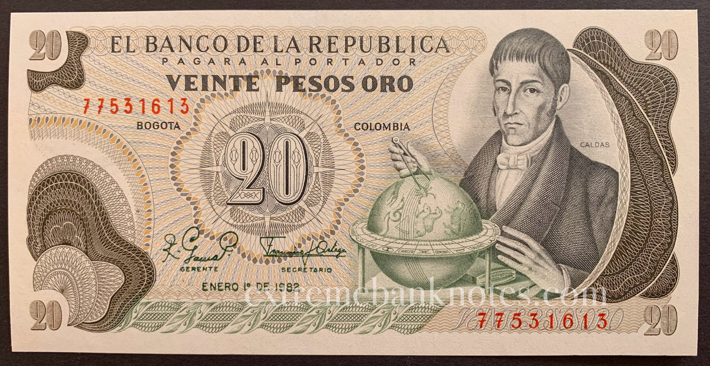 Colombia 20 Pesos Oro 1982 P-409d UNC