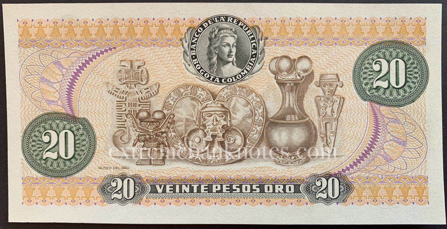 Colombia 20 Pesos Oro 1982 P-409d UNC