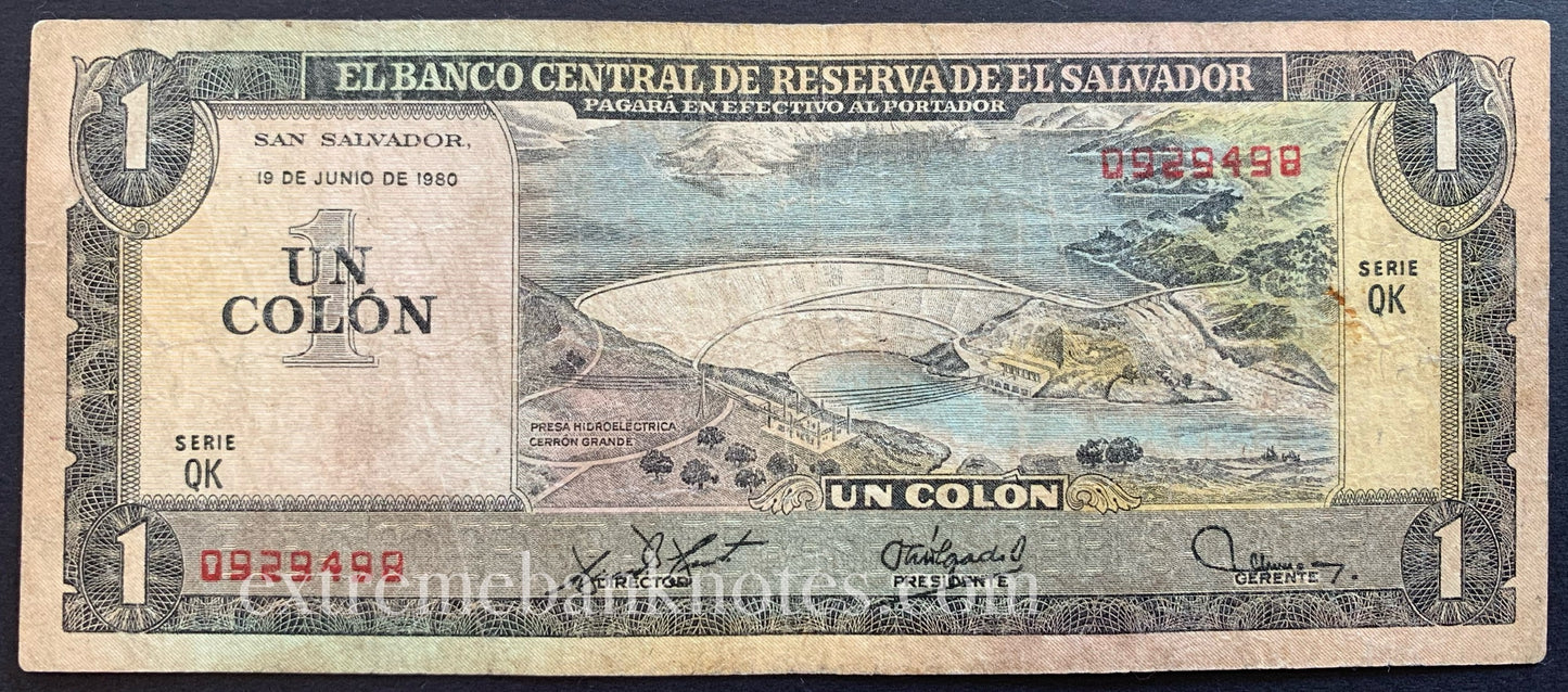 El Salvador 1 Colon 1980 P-125 VF