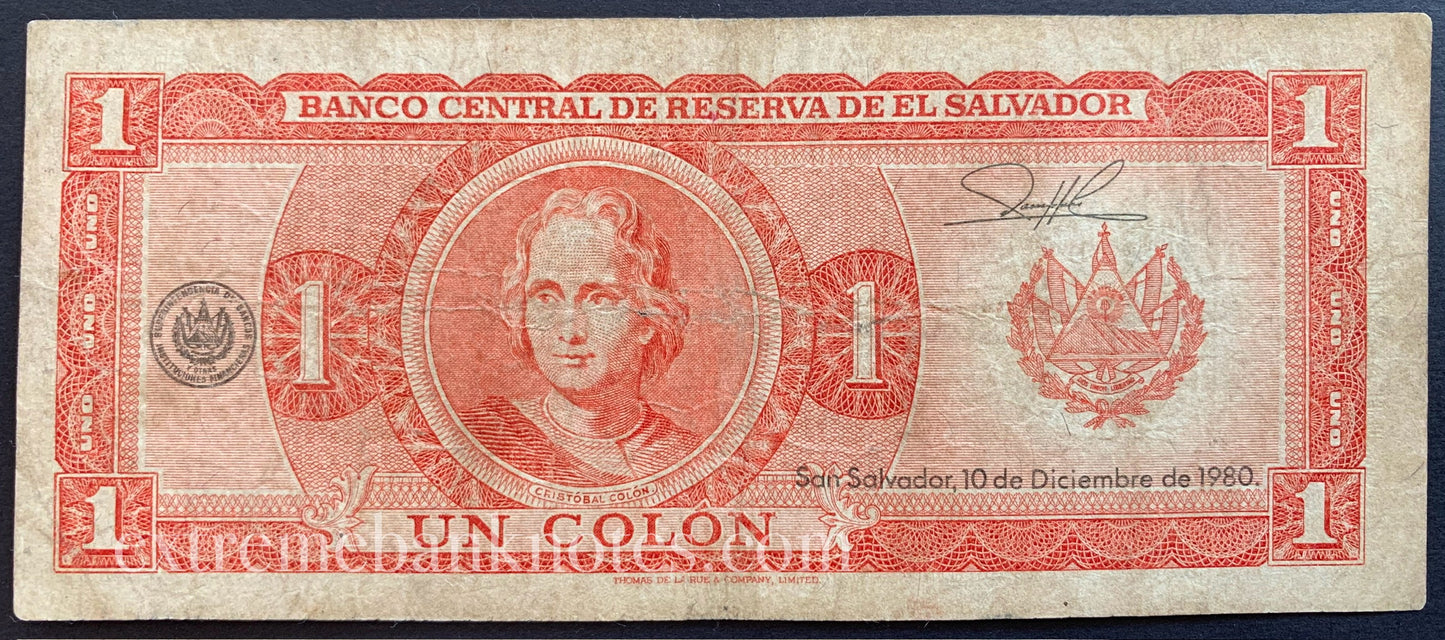 El Salvador 1 Colon 1980 P-125 VF