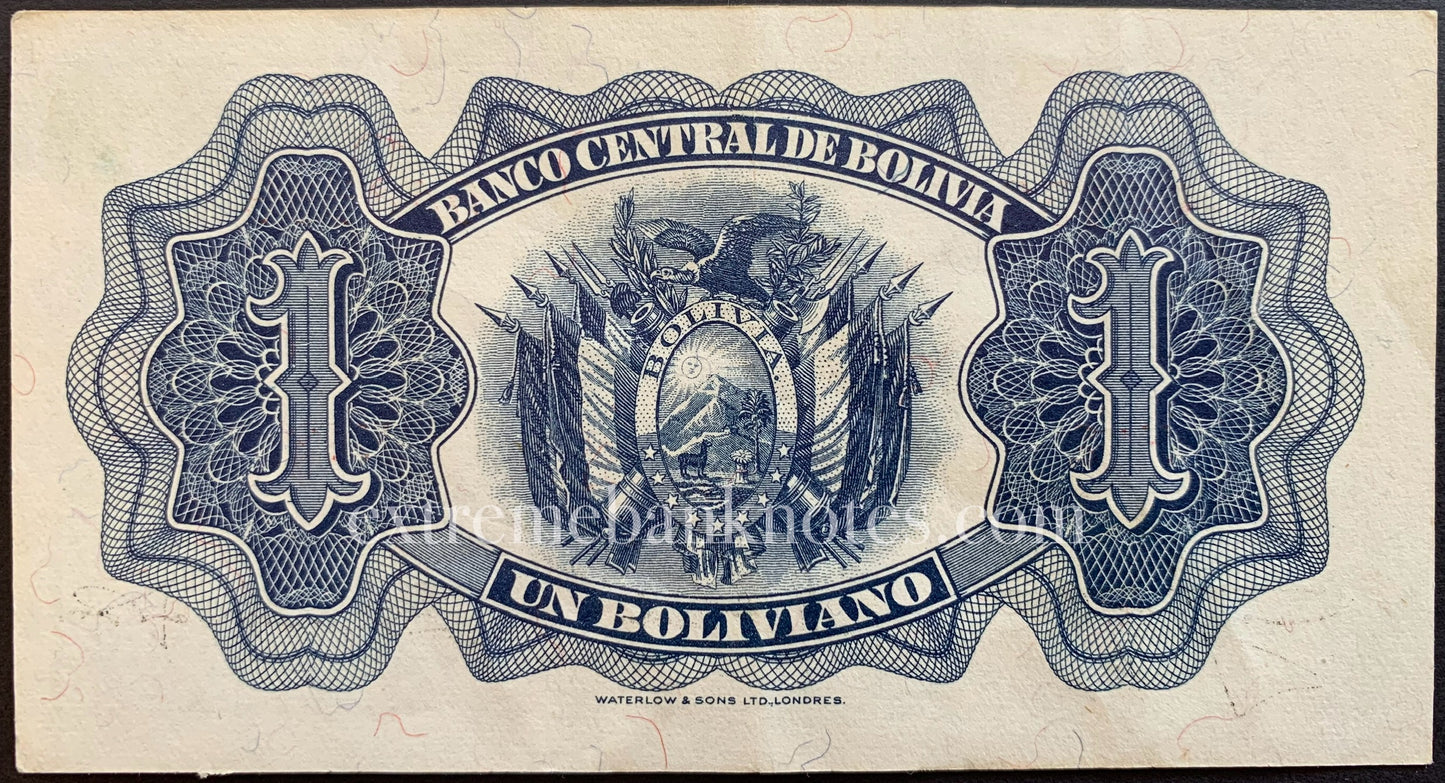 Bolivia 1 Boliviano 1928 P-128a VF