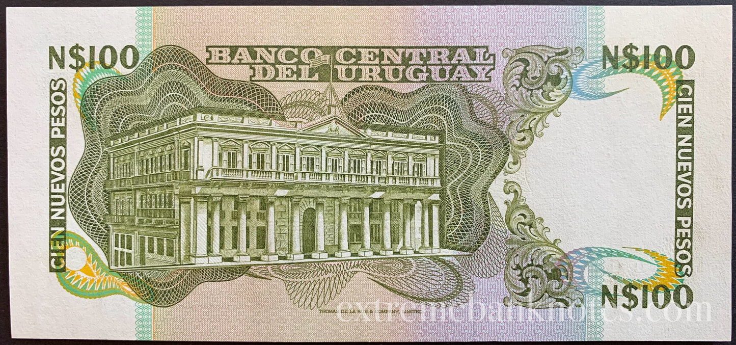 Uruguay 100 Nuevos Pesos ND (1987) P-62A UNC