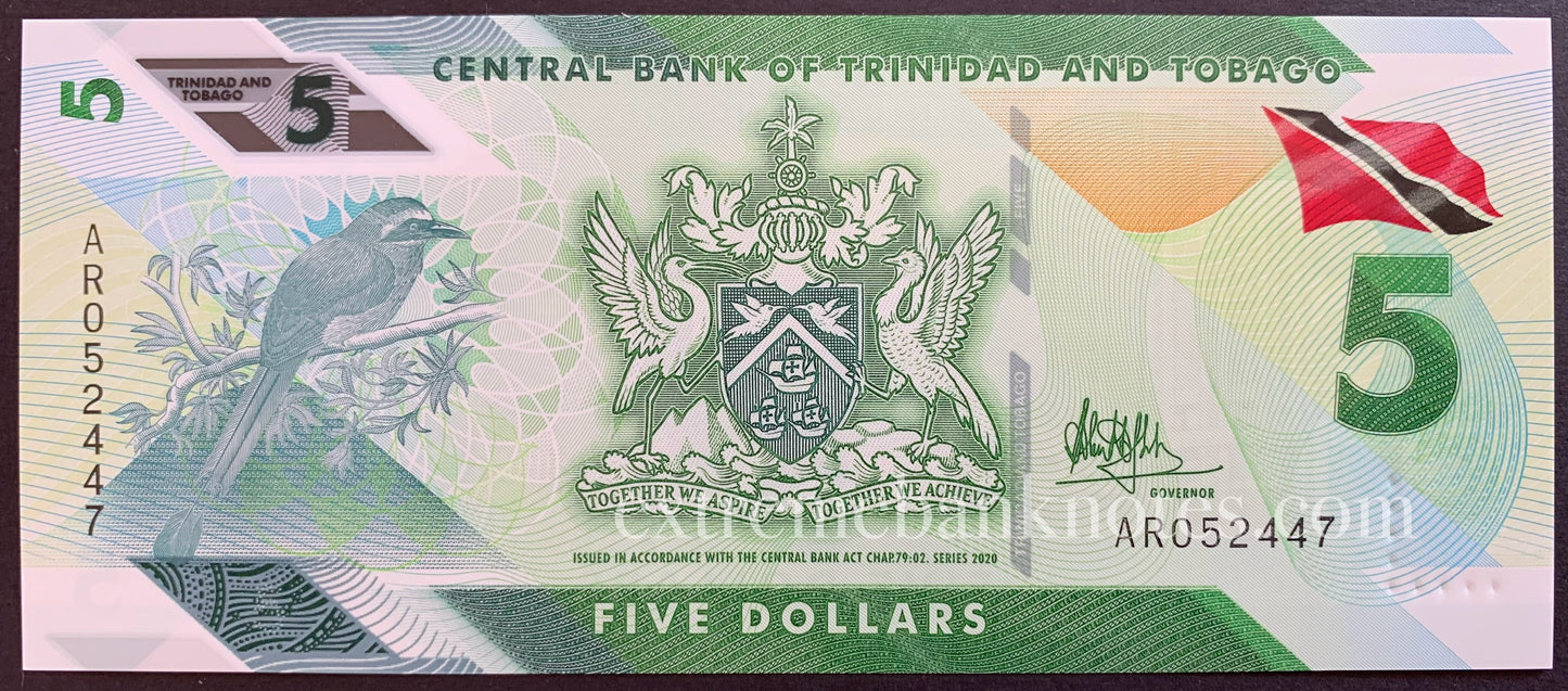 Trindad and Tobago 5 Dollars 2020 P-61a UNC