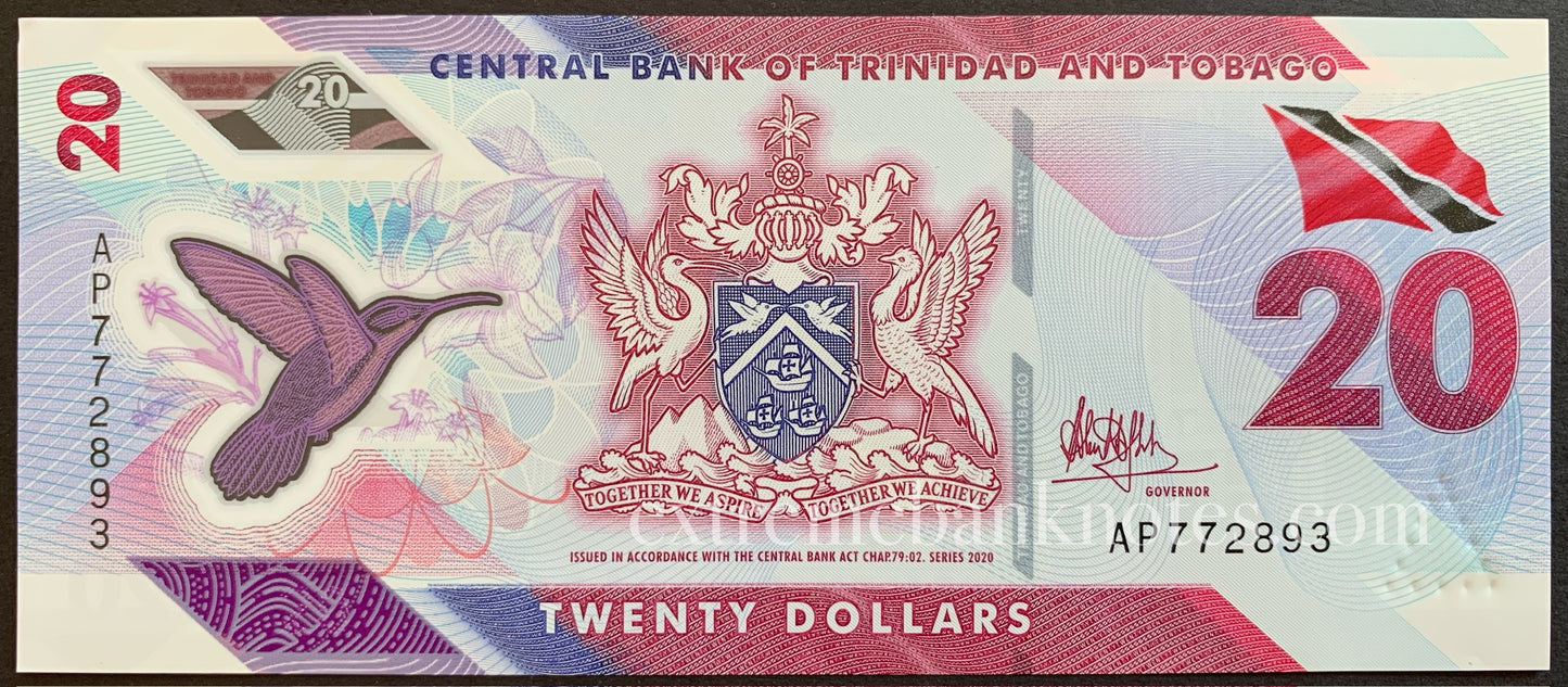 Trindad and Tobago 20 Dollars 2020 P-63a UNC
