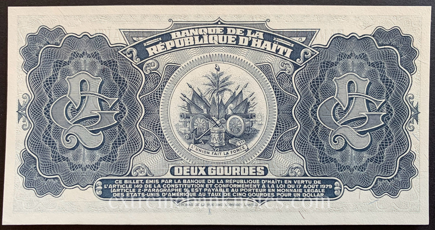 Haiti 2 Gourdes ND (1986-1988) P-245A UNC