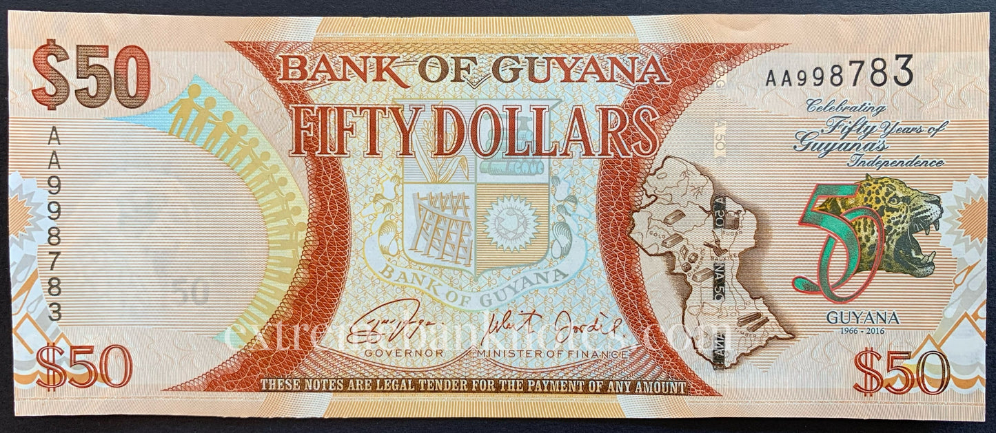 Guyana 50 Dollars 2016 P-41 UNC