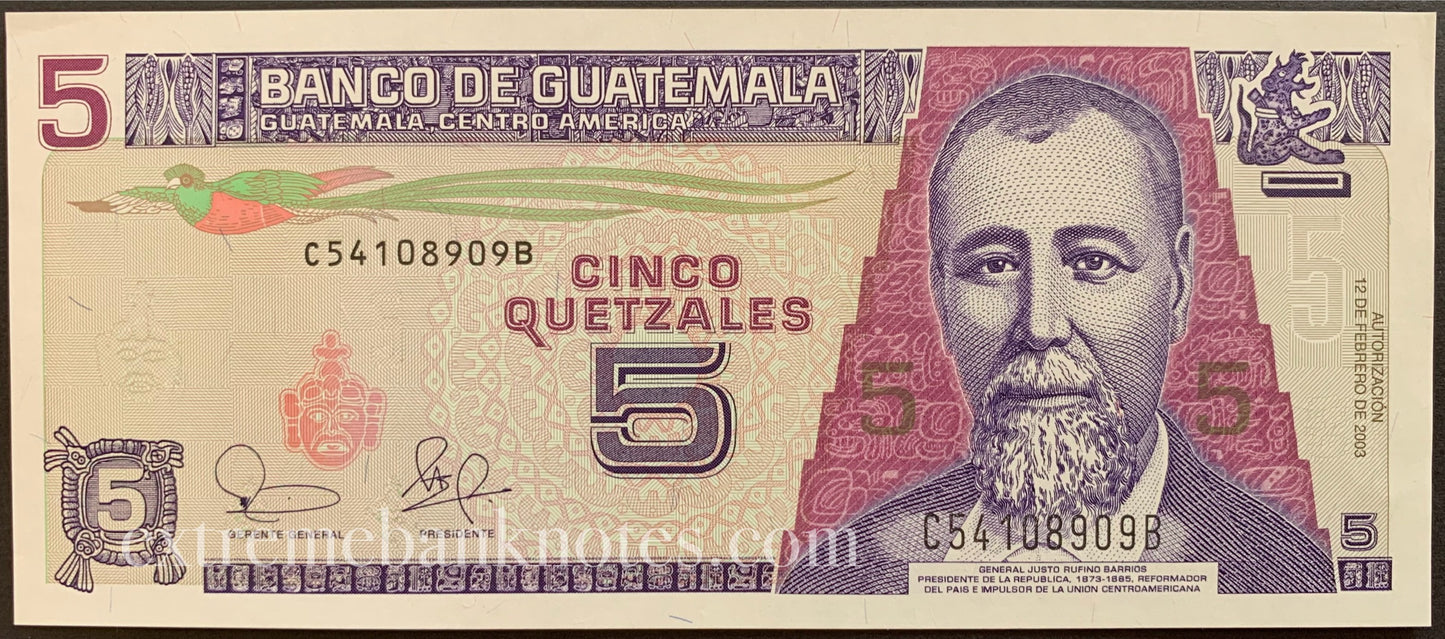 Guatemala 5 Quetzales 2003 P-106a UNC