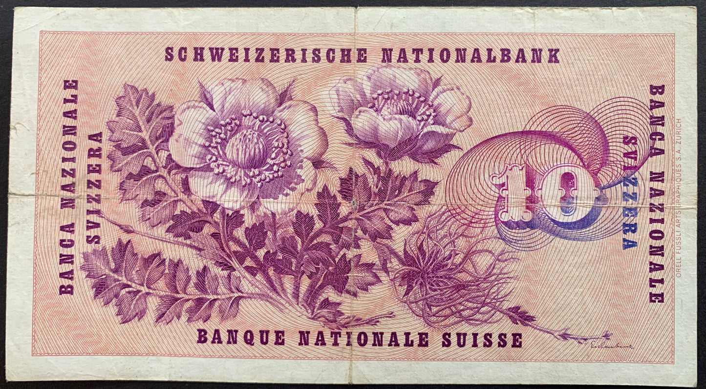Switzerland 10 Francs 1960 P-45f.40 VG