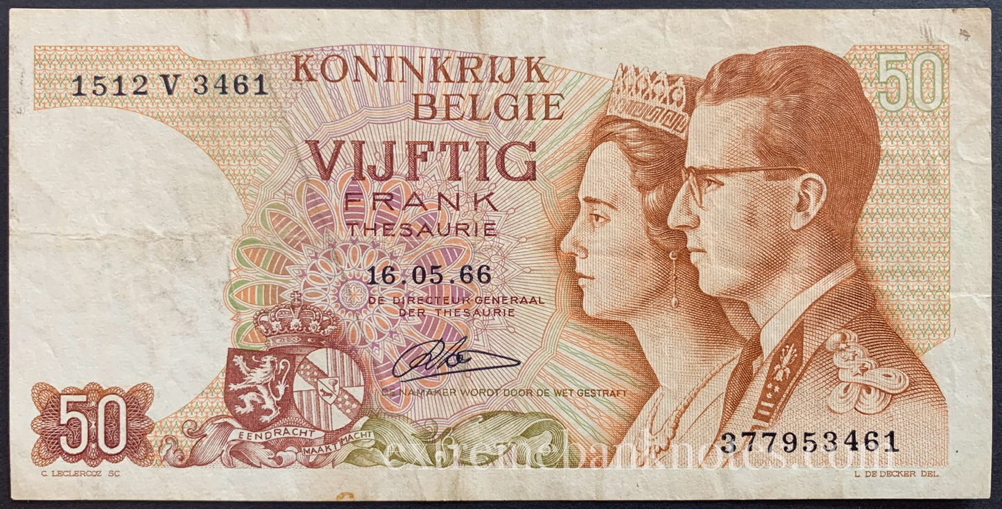 Belgium 50 Frank 1966 P-139 VF