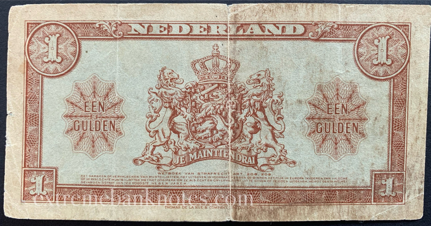 Netherlands 1 Gulden 1945 P-70 F