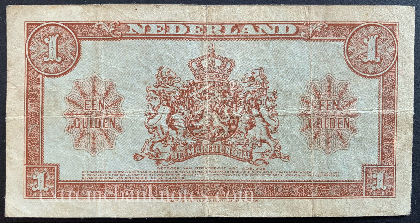 Netherlands 1 Gulden 1945 P-70 VF