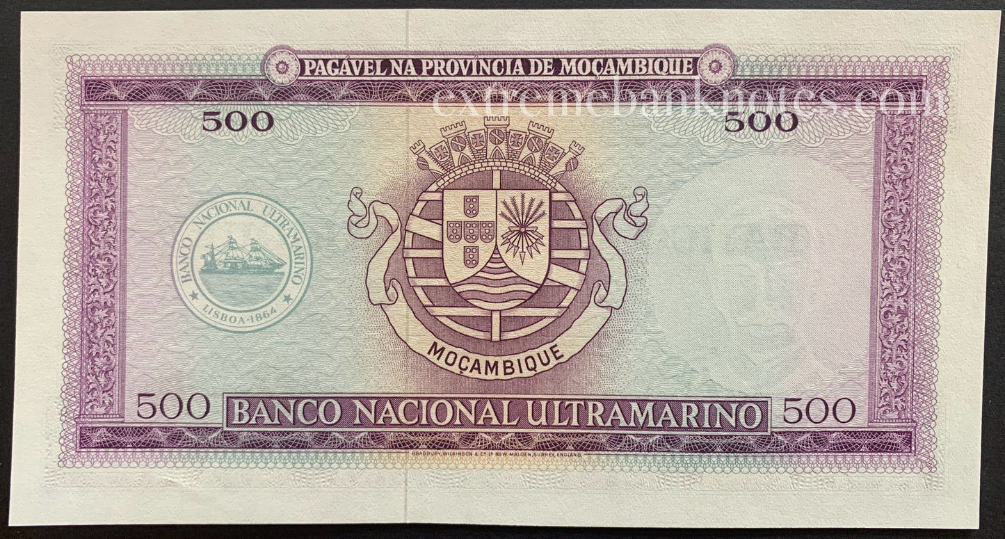 Mozambique 500 Escudos ND (1976) P-118a.3 UNC overprint