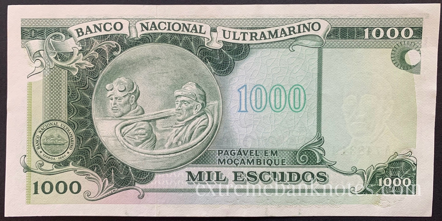 Mozambique 1000 Escudos ND (1976) P-119 UNC overprint