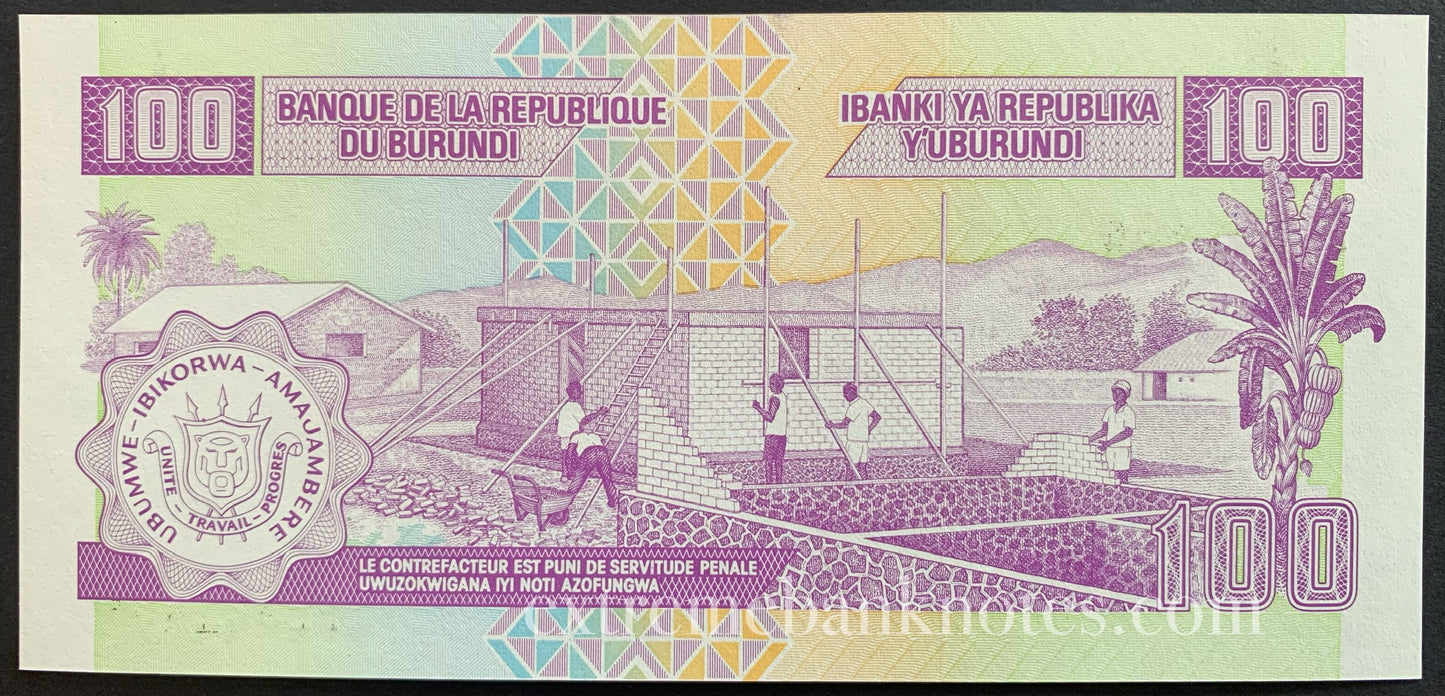 Burundi 100 Francs 1997 P-37b UNC