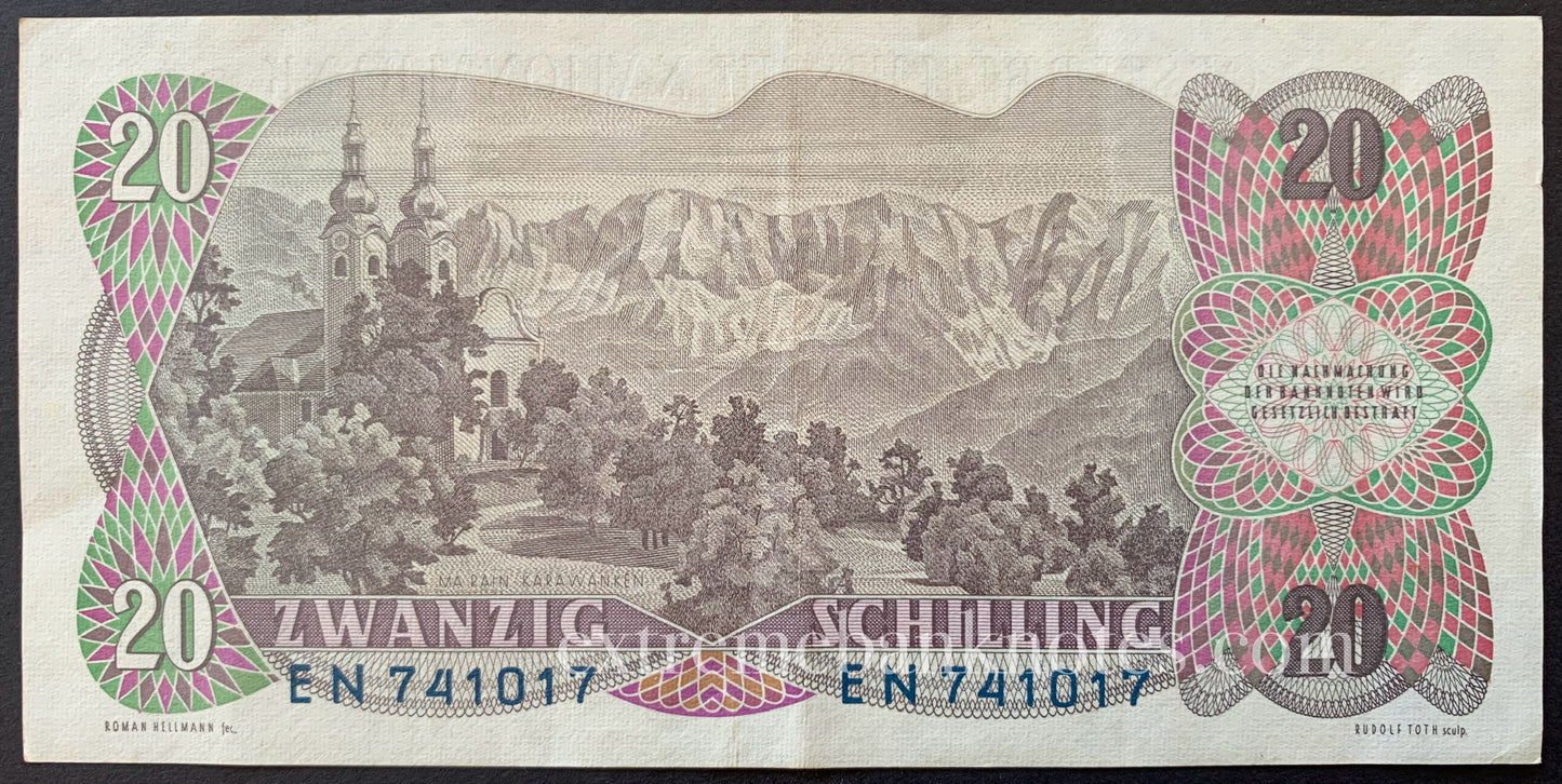 Austria 20 Schilling 1956 P-136 VF