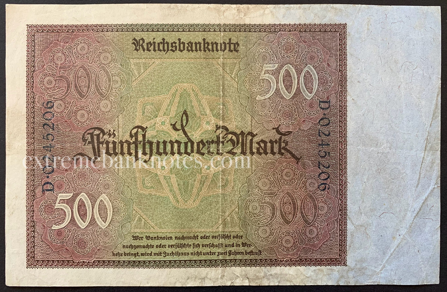 Germany 500 Mark 1922 P-73 VF