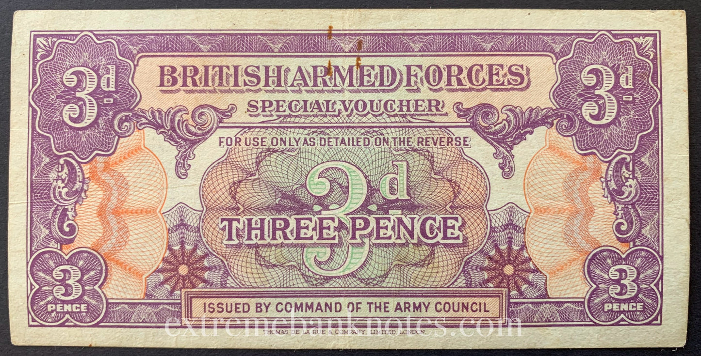 British Armed Forces 3 Pence ND (1946) P-M9 VF