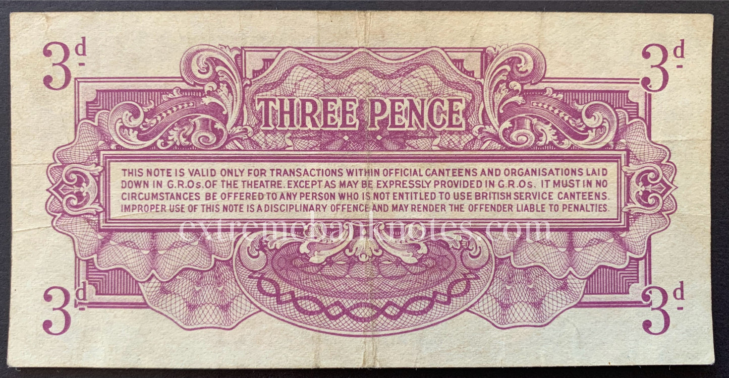 British Armed Forces 3 Pence ND (1946) P-M9 VF