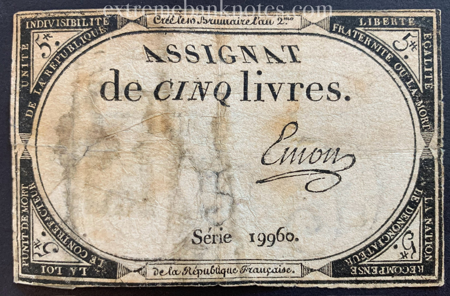 France 5 Livres Assignat 1793 P-A76 G