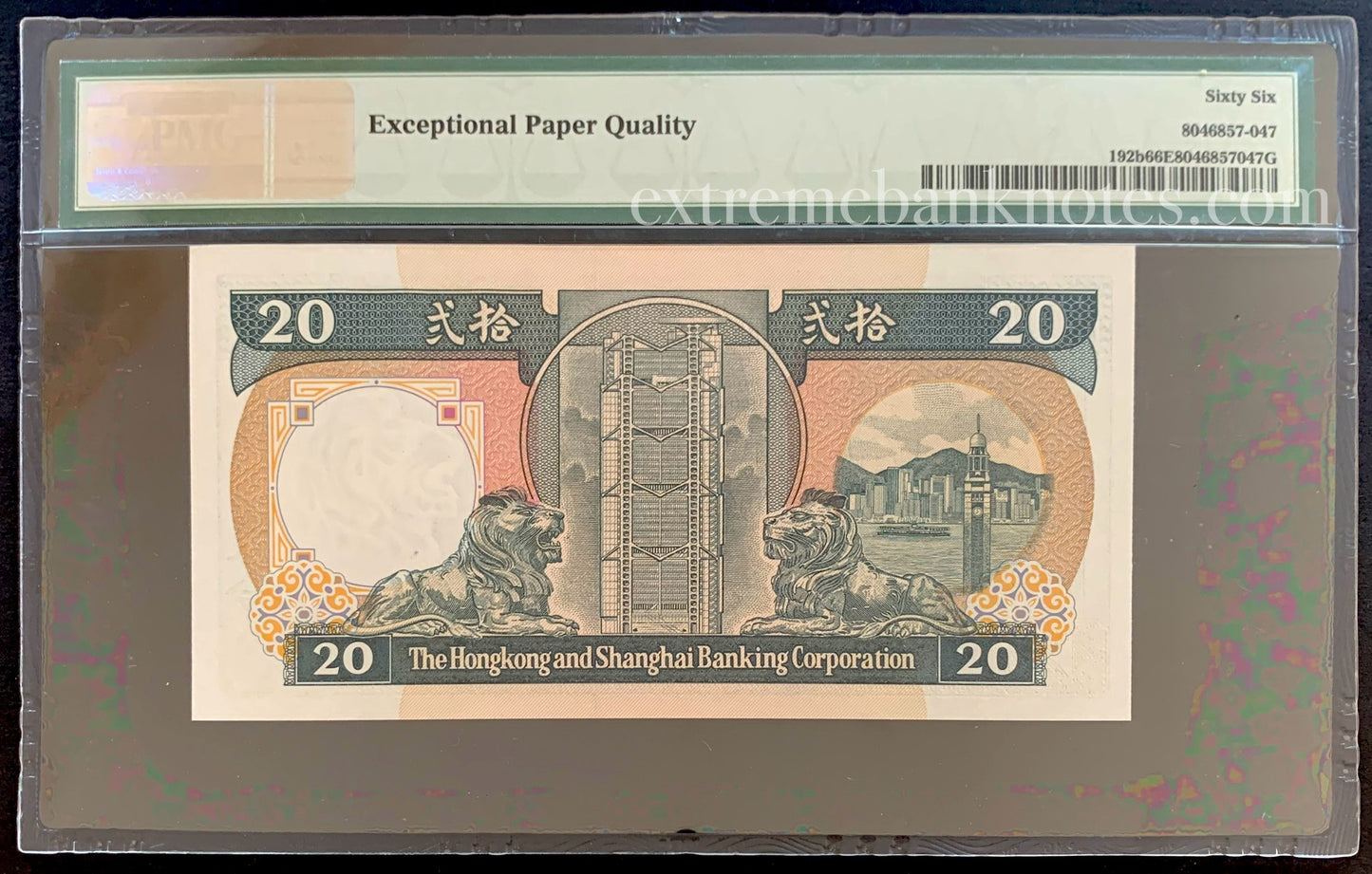 Hongkong and Shanghai 20 Dollars 1988 P-192b PMG 66 GEM UNC EPQ