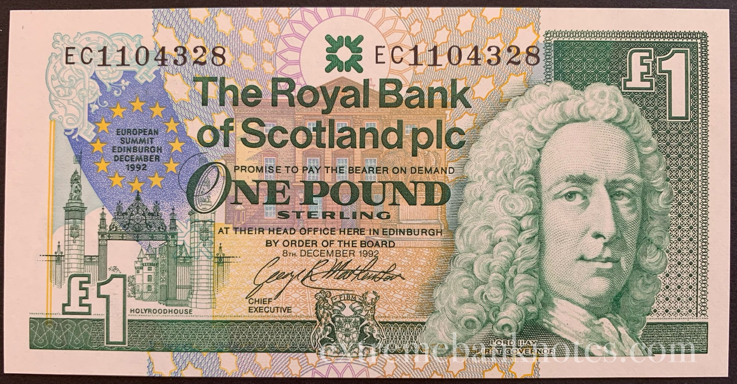 Scotland 1 Pound Sterling 1992 P-356 UNC