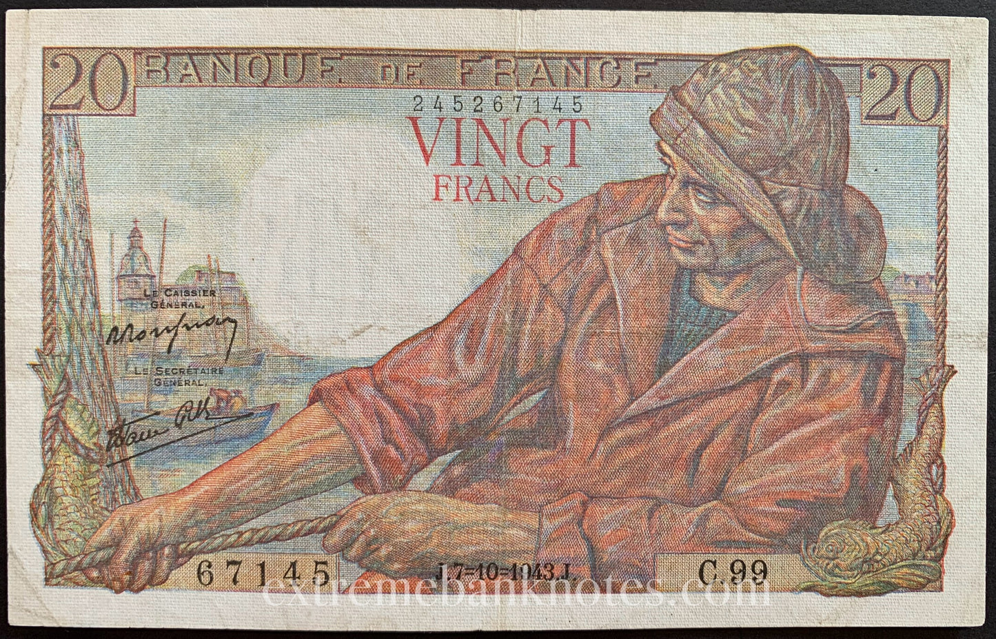 France 20 Francs 1943 P-100a VF