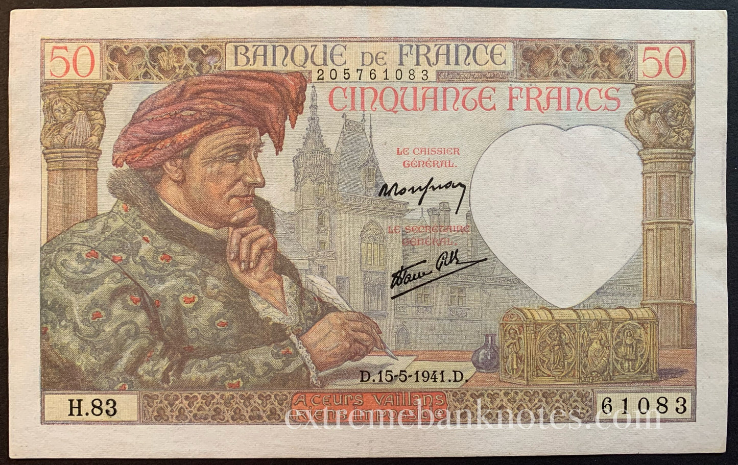 France 50 Francs 1941 P-93 AUNC