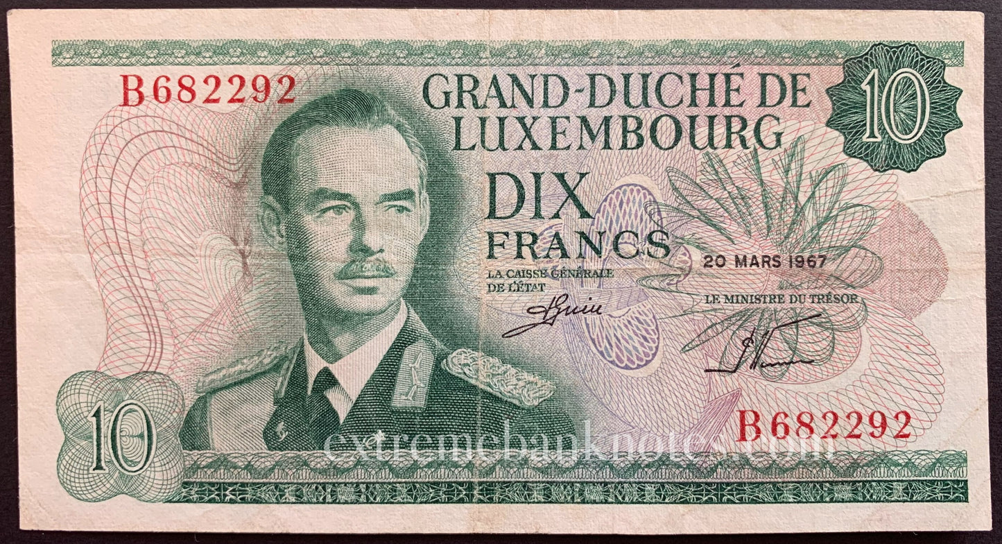 Luxembourg 10 Francs 1967 P-53 VF