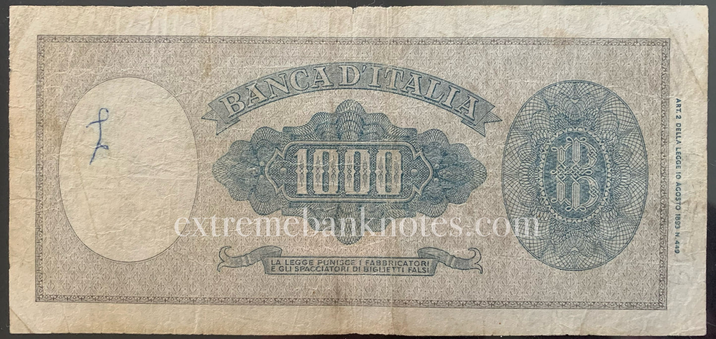 Italy 1000 Lire 1947 P-83a VF